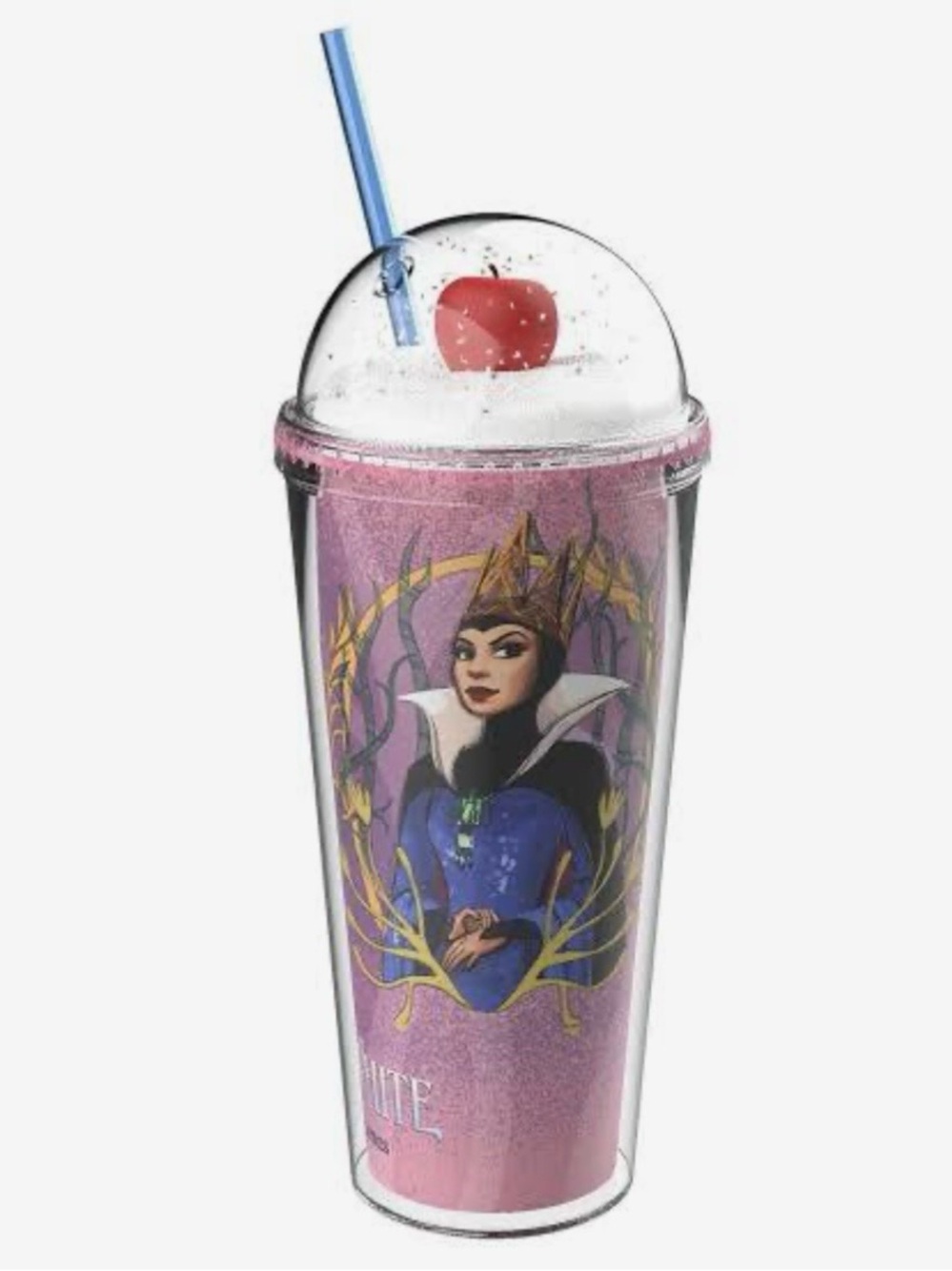 Snow White & Evil Queen Movie 2025 Tumbler Movie Red Apple in Lid w/Blue Straw - Picture 1 of 5
